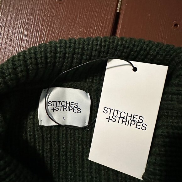 Stitches & Stripes Oversized Sweater, Green and White, Heavy, NWT Size S - Picture 3 of 5